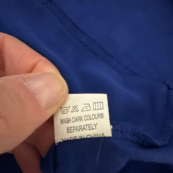 Royal Blue Long Sleeve Cut Out Crew Neck Tee Shirt Size XXL Pre-owned - Picture 5 of 9